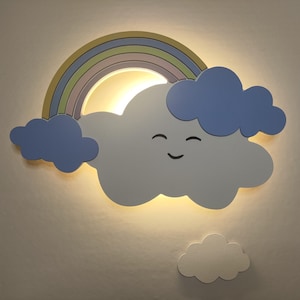 Rainbow & Cloud Nursery Decor – Rainbow Cloud Wall Lamp, Nursery Wall Lamp, Kids Night Light, Baby Room Decor, Baby Shower Gift