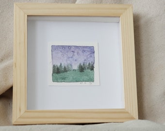 Framed original watercolor "No. 12" Night sky with stars