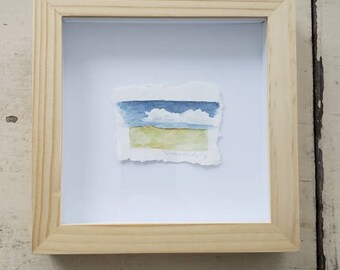 Original small painting "Contain the sky" framed watercolor