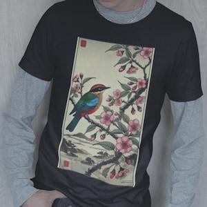 Camiseta vintage con diseño de flor de cerezo de Pitta, de inspiración japonesa, unisex, regalo para amantes de la naturaleza, manga corta