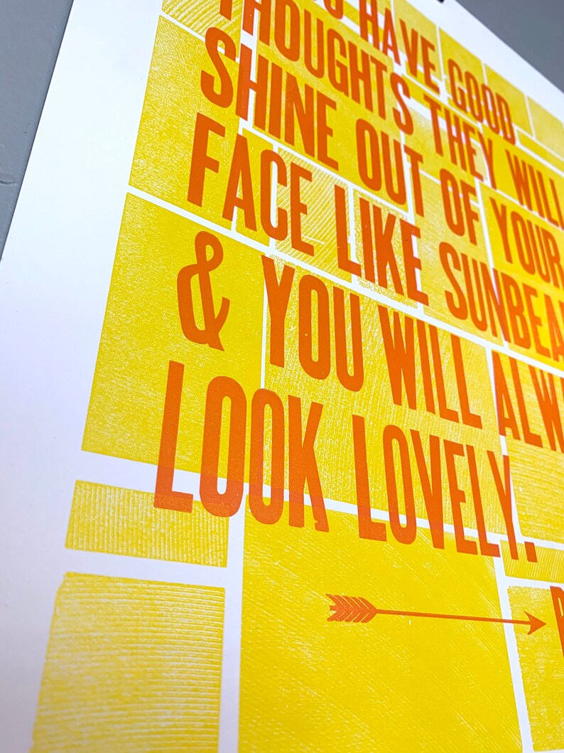 Roald Dahl Letterpress Quote If you have good thoughts they Etsy