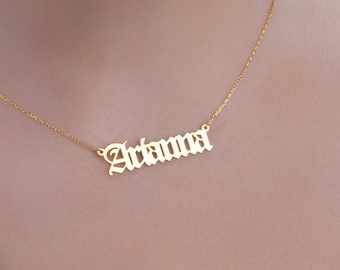 Collana con nome personalizzato: argento sterling, oro 14 carati, gioielli delicati