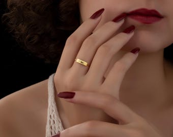 Anello con nome personalizzato: delicato argento sterling 925, oro 14 carati