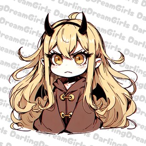 Słodka, Blondynka, Mała Diablica Dziewczyna PNG, Projekt Halloween, Natychmiastowe Pobieranie, Projekt Cyfrowy