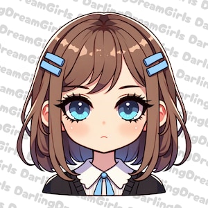 Schattig, donkerbruin meisje, png, ontwerp, directe download, digitaal ontwerp