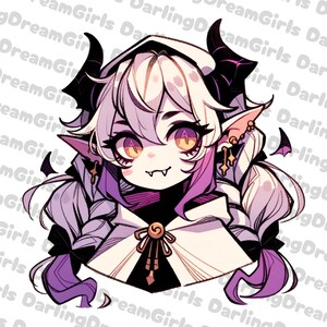 Słodki, Fioletowy, Mała Diablica Dziewczyna PNG, Projekt Halloween, Natychmiastowe Pobieranie, Projekt Cyfrowy