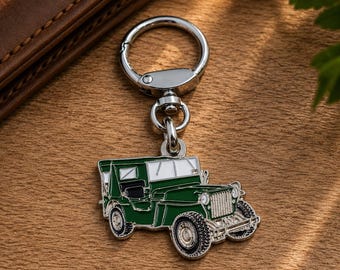 JW MB Off-Road Classic Car Keychain, Enamel Metal, Collectible, Gift for Car Lovers and Collectors.