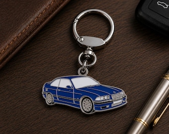 BMW 3 Series E36 Classic Car Keychain, Enamel Metal, Collectible, Gift for Car Lovers and Collectors.