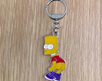 Bart Metal Keychain, Color Enamel Keyring, Cartoon boy Keychain Gift, Retro Classic Flat Lightweight Metallic Keychain