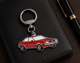 Audi 80 Series 3 Classic Car Keychain, Enamel Metal, Collectible, Gift for Car Lovers and Collectors.