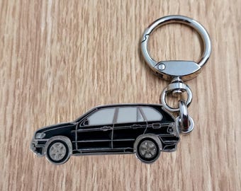 BMW X5 Keychain, Classic Car Pendant, Metal Enamel Keychain, Retro Automotive Collectable Keychain Gift, Car Lover Gift Keychain