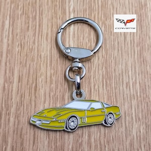 Porte-clés de voiture classique Corvette C4, porte-clés en métal émaillé, porte-clés de collection, porte-clés cadeau pour les amateurs de voitures.