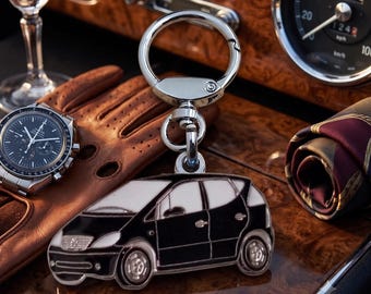 Mercedes A210 Classic Car Keychain, Enamel Metal, Collectible, Gift for Car Lovers and Collectors.