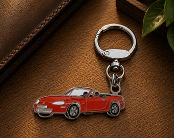 Mazda MX5 NB (1998) Classic enamel metal car keychain, collectible, gift for car lovers and collectors.