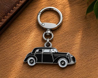 Mercedes 170 Black Classic Car Keychain, Enamel Metal, Collectible, Gift for Car Lovers and Collectors.