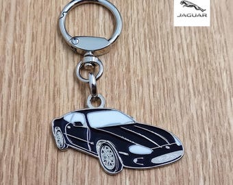 Jaguar XKR Keychain, Classic Car Pendant, Metal Enamel Keychain, Retro Automotive Collectable Keychain Gift, Car Lover Gift Keychain.