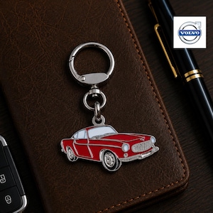 Volvo P1800 Llavero coche clásico metal esmaltado, coleccionable, regalo para amantes de los coches y coleccionistas.