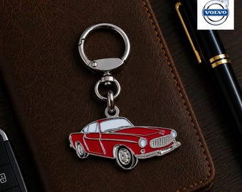 Volvo P1800 Classic Car Keychain, Enamel Metal, Collectible, Gift for Car Lovers and Collectors.