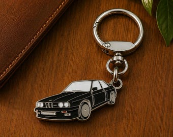 BMW 3 Series E30 Classic Car Keychain, Enamel Metal, Collectible, Gift for Car Lovers and Collectors.
