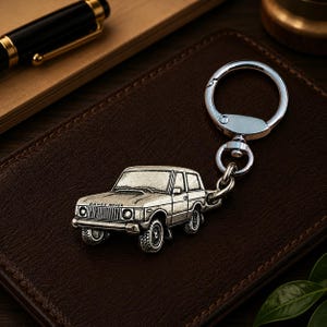 Porte-clés Range Rover Classic, en métal coulé, objet de collection, cadeau pour les passionnés et collectionneurs de voitures.