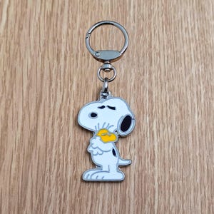 Snoopy Metal Keychain, Color Enamel Keyring, Cartoon Dog Keychain Gift, Retro Classic Flat Lightweight Metallic Keychain