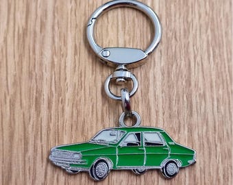 Car R-12 green Keychain, Classic Car Pendant, Metal Enamel Keychain, Retro Automotive Collectable Keychain Gift, Car Lover Gift Keychain