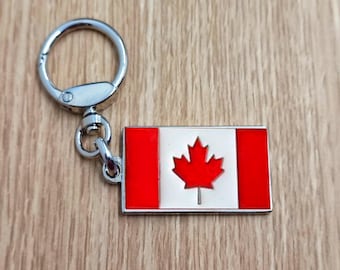 Flag Canada keychain pendant Metal enamel color classic flags of countries. Ring with rotating spring. Keychain for gift.