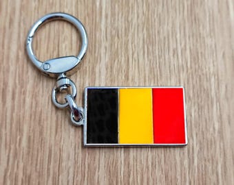 Belgium Flag Keychain, Metal US Flag Keychain, Patriotic USA Keychain Gift, American Flag Metal Keychain, Metallic Flag Enamel Gift