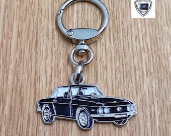 Lancia Fluvia Keychain, Classic Car Pendant, Metal Enamel Keychain, Retro Automotive Collectable Keychain Gift, Car Lover Gift Keychain