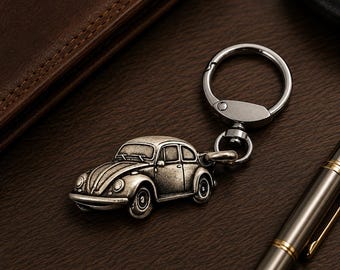 Beetle Keychain, classic die-cast metal car, collectible, gift for car lovers and collectors.