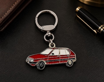 Citroen Visa Classic Car Keychain, Enameled Metal, Collectible, Gift for Car Lovers and Collectors.
