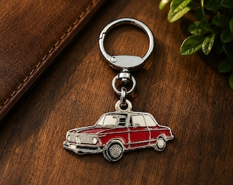 BMW 2002 Classic Car Keychain, Enamel Metal, Collectible Keyring, Birthday Gift for Car Lovers and Collectors.