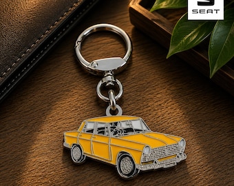Seat 1500 Classic Car Keychain, Enamel Metal, Collectible, Gift for Car Lovers and Collectors.