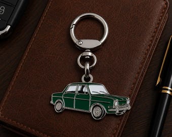Simca 1000 Classic Car Keychain, Enamel Metal, Collectible, Gift for Car Lovers and Collectors.