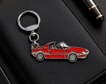 Fiat X1/9 Classic Car Keychain, Enamel Metal, Collectible, Gift for Car Lovers and Collectors.