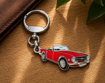 Triumph TR6 Classic Car Keychain, Enamel Metal, Collectible, Gift for Car Lovers and Collectors.