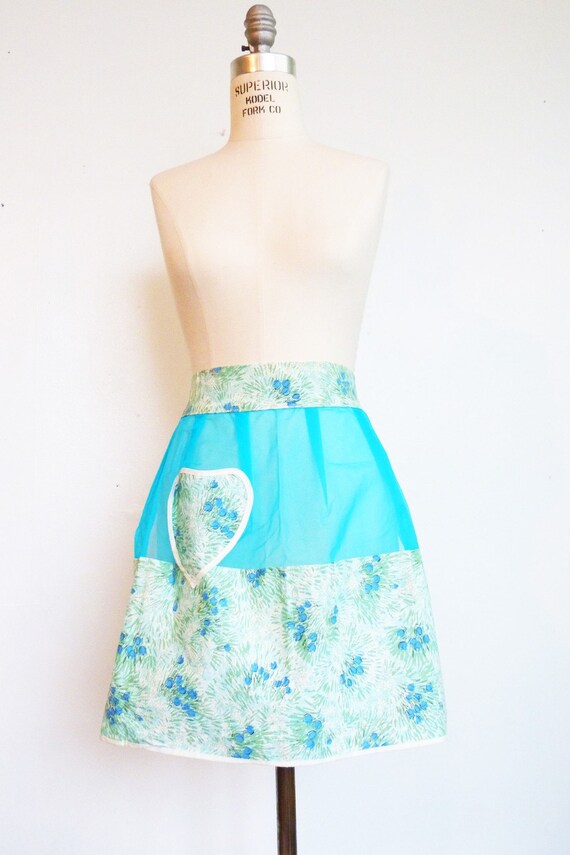 Items similar to 50's Floral and Teal Apron on Etsy