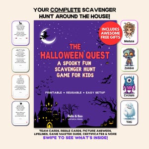 Halloween Scavenger Hunt Game: Printable Riddles, Kids & Teens (PDF Download), Home and Holiday Parties