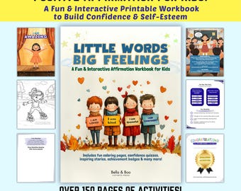 Quaderno di esercizi di affermazioni positive per bambini: attività di apprendimento emotivo (download PDF), terapia di crescita mentale per bambini