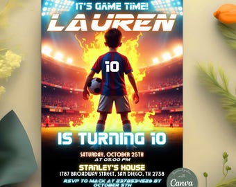 Editable Soccer Birthday Invitation, Sports Party Invitation, Football Invitation for Boys, Printable, Instant Download
