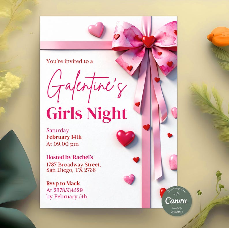 Galentine's Day Girls Night Out Invitation, Galentine's Day Invite ...