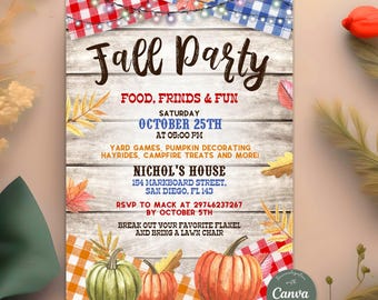 Editable Fall Invitation, Fall Celebration, Fall Harvest Invitation, Pumpkins, Harvest Festival, Instant Download