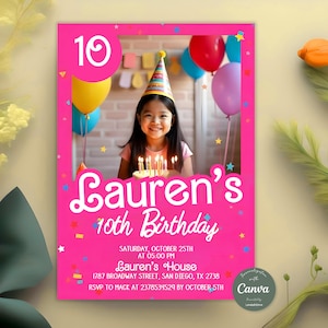 Editable Fashion Doll Birthday Invitation, Girl Party Birthday Invitation, Pink Invite, Printable, Instant Download