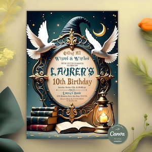 Wizards Witches Birthday Invitation Magical Birthday Invite Editable Castle Wizardry Party Download Printable Template Digital Invite