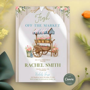 Off the Market Bridal Shower Invitation, Farmer&#39;s Market Invite, She&#39;s Off the Market Flower Shop Bridal Shower Invite, Bridal Shower Invite