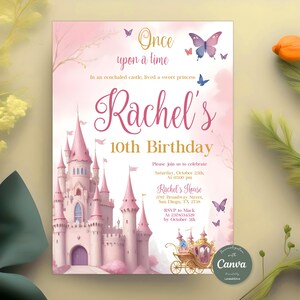 Editable Princess Birthday Invitation, Royal Princess Magical Castle Birthday Invite, Pink Princess Party Invitation, Any Age Bday Invite