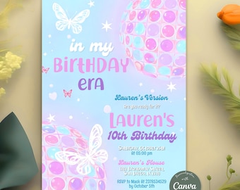 In My Birthday Era Invitation, Friendship Bracelet Invitation, Teen Birthday Girl Music Party Invite, Purple Blue Eras Party, Editable Canva