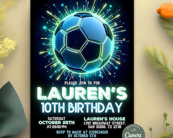 Editable Soccer Birthday Invitation Template, Printable Birthday Party Invitations, Digital Kids Party Invite, Instant Download
