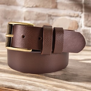 Leather mens belt, classic style, made from genuine leather