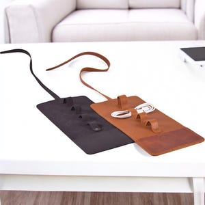 Travel cord organizer from genuine leather